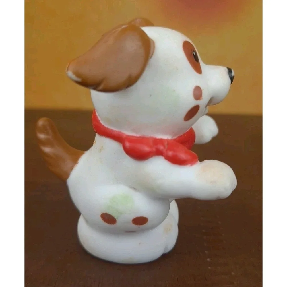 Fisher Price Little People White Dog W/Brown Spots , Red Bandana 2007